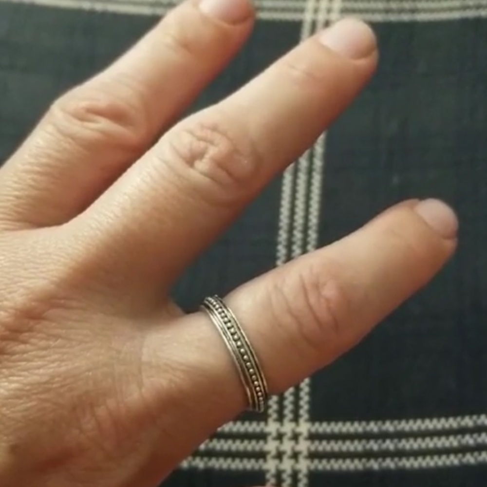 Unisex Size 12 Silver 925 Infinity Bead Ring Band